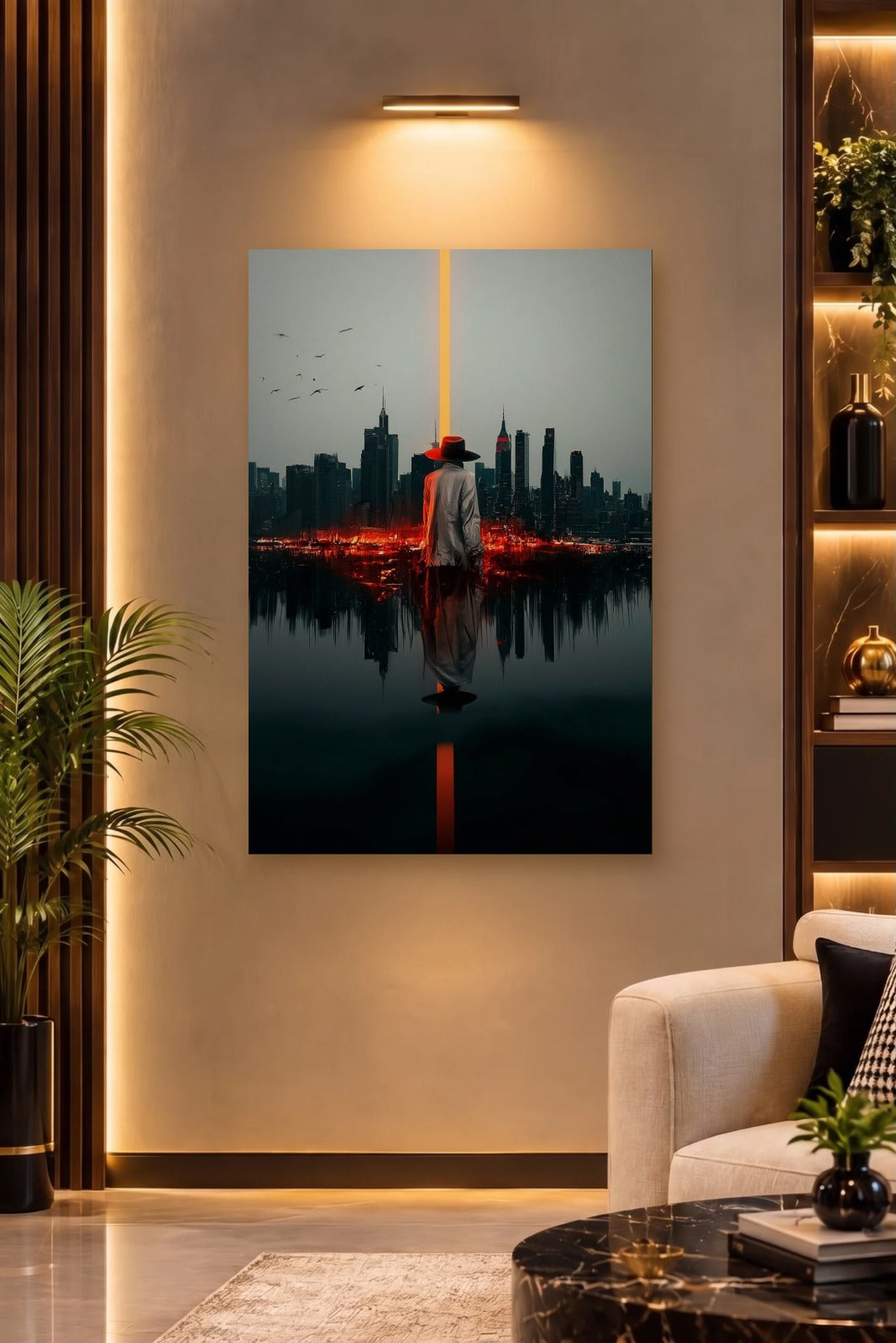 Luxury Art acrylic wall art on a warm-lit luxury wall