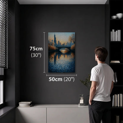 Abstract Art 50x75 cm acrylic wall art in a dark modern room