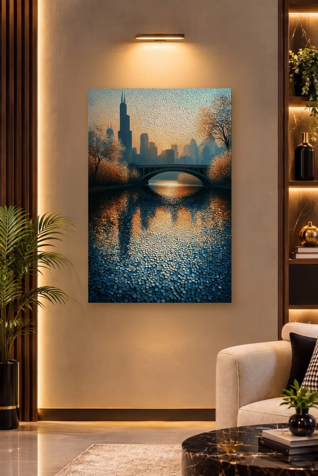 Abstract Art acrylic wall art on a warm-lit luxury wall