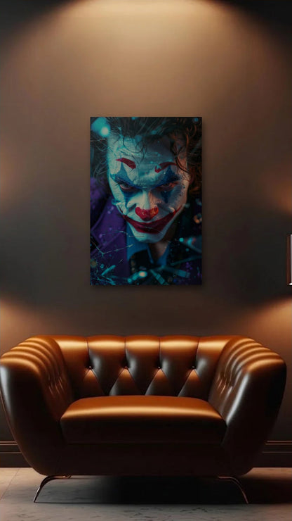 Cinematic Art acrylic wall art above a leather armchair