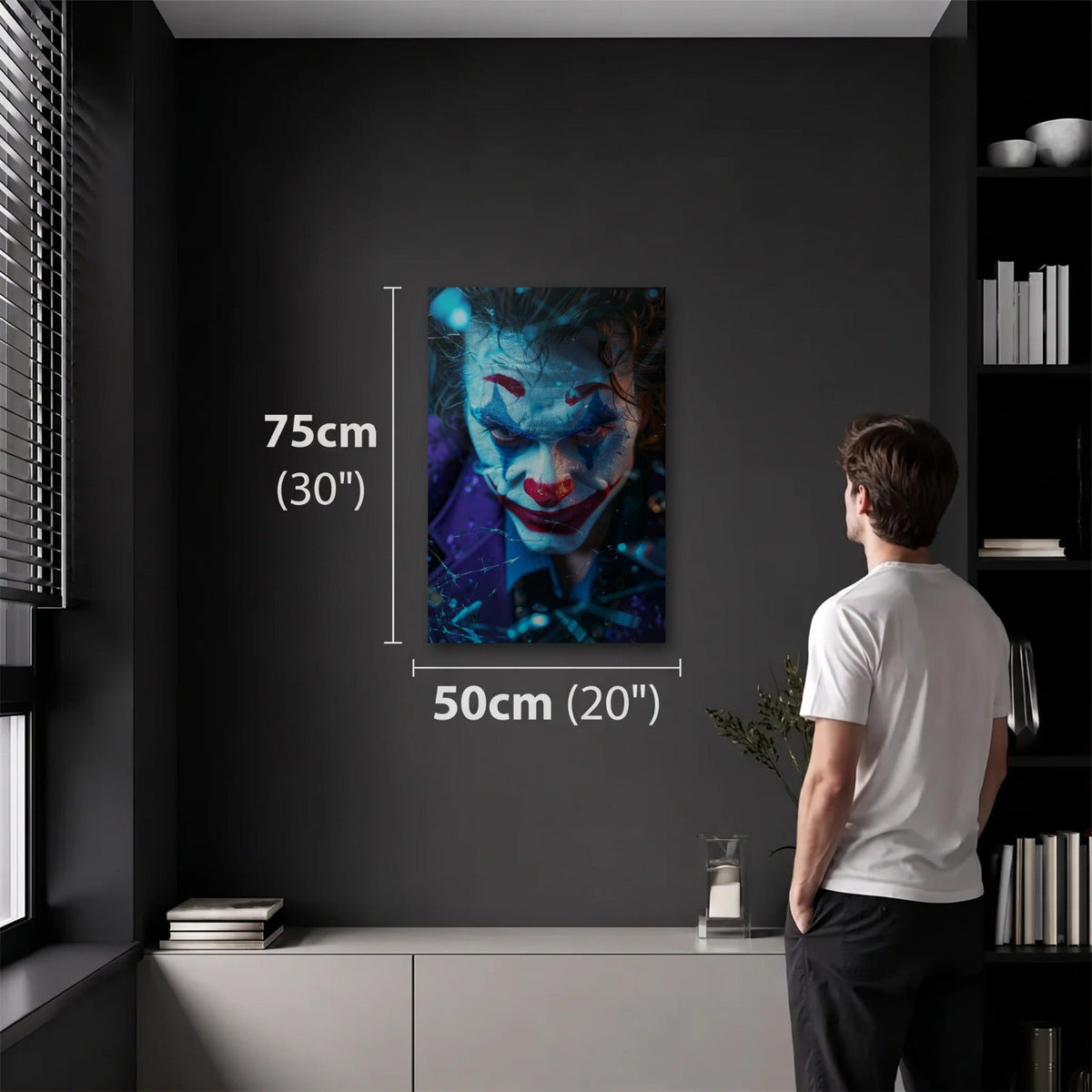 Cinematic Art 50x75 cm acrylic wall art in a dark modern room