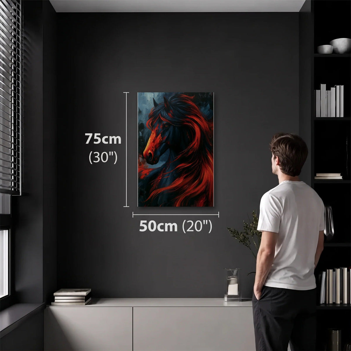 Wild Art 50x75 cm acrylic wall art in a dark modern room