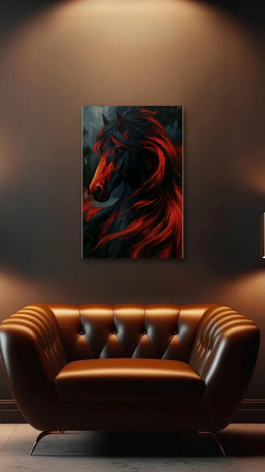 Wild Art acrylic wall art above a leather armchair