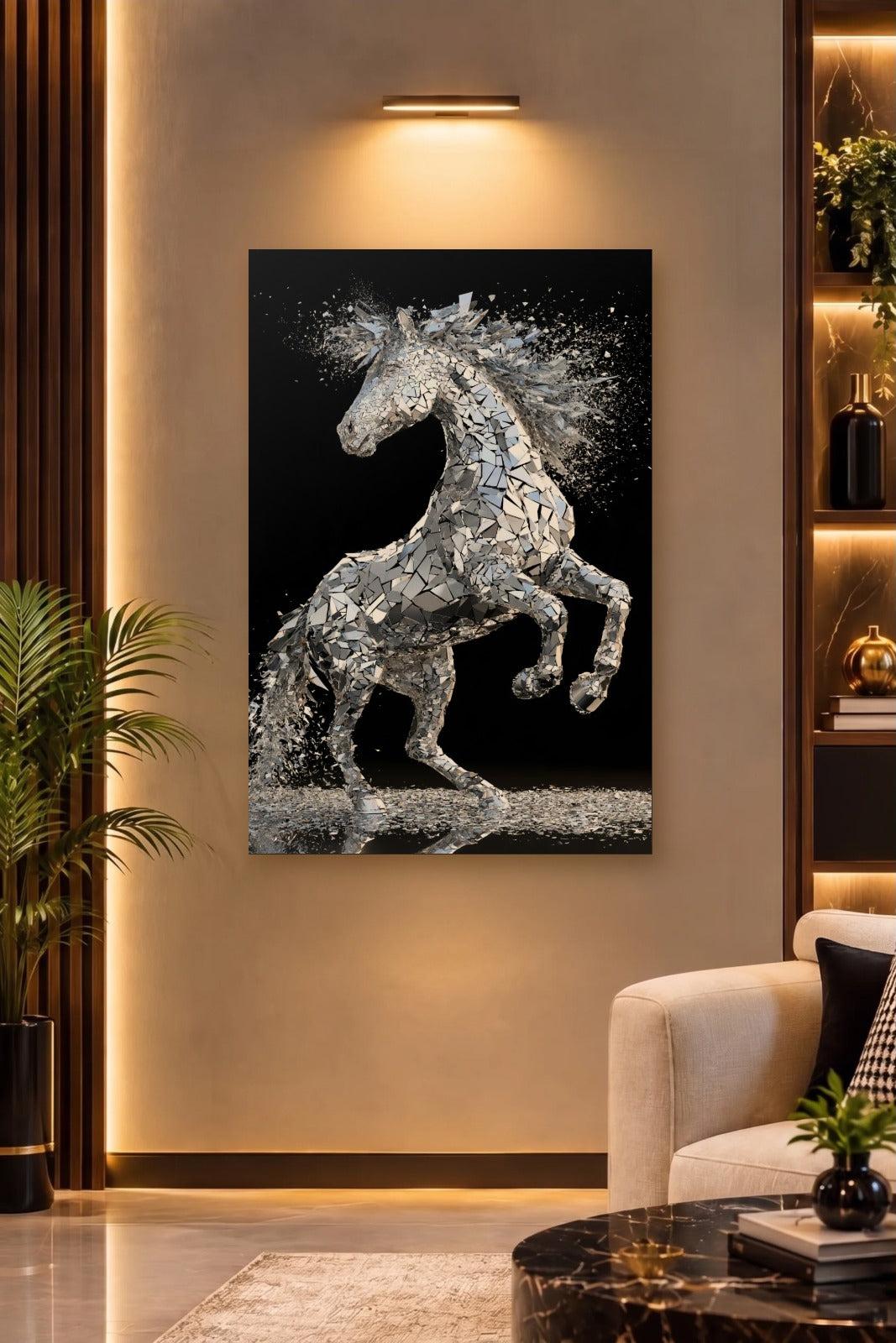 Wild Art acrylic wall art on a warm-lit luxury wall