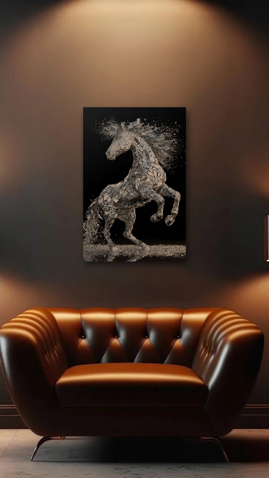 Wild Art acrylic wall art above a leather armchair