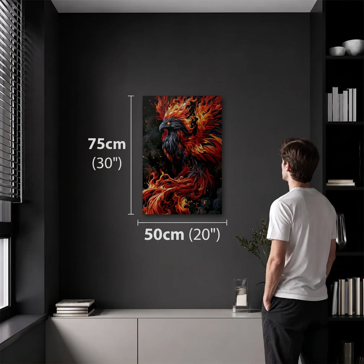 Wild Art 50x75 cm acrylic wall art in a dark modern room