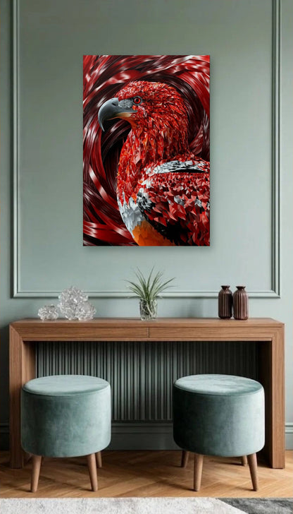 Wild Art acrylic wall art above a wooden console