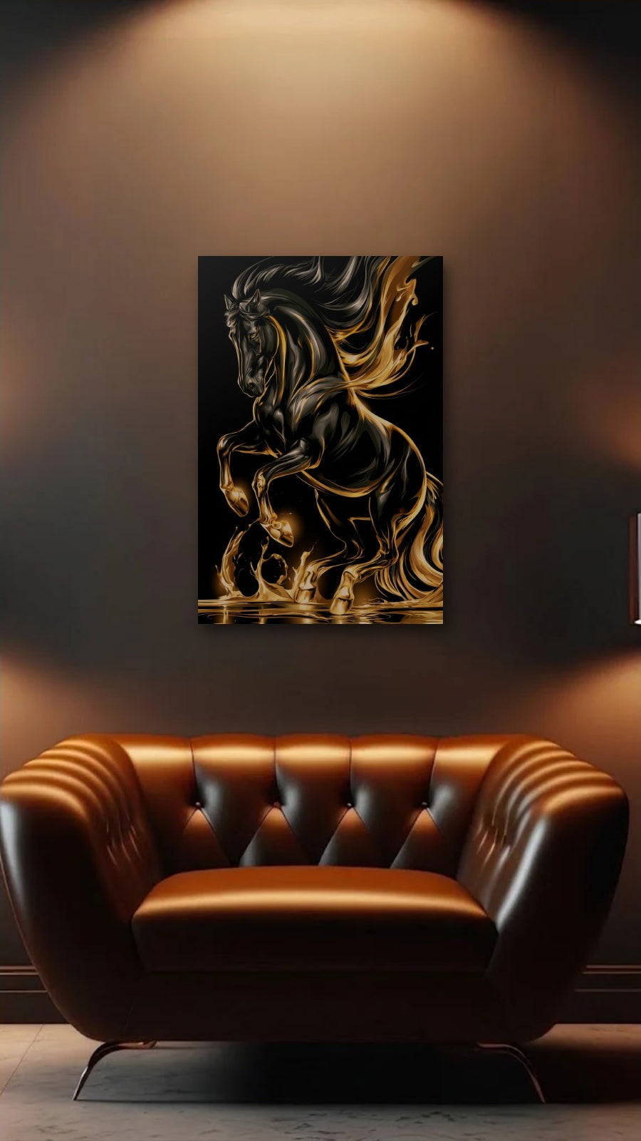 Wild Art acrylic wall art above a leather armchair