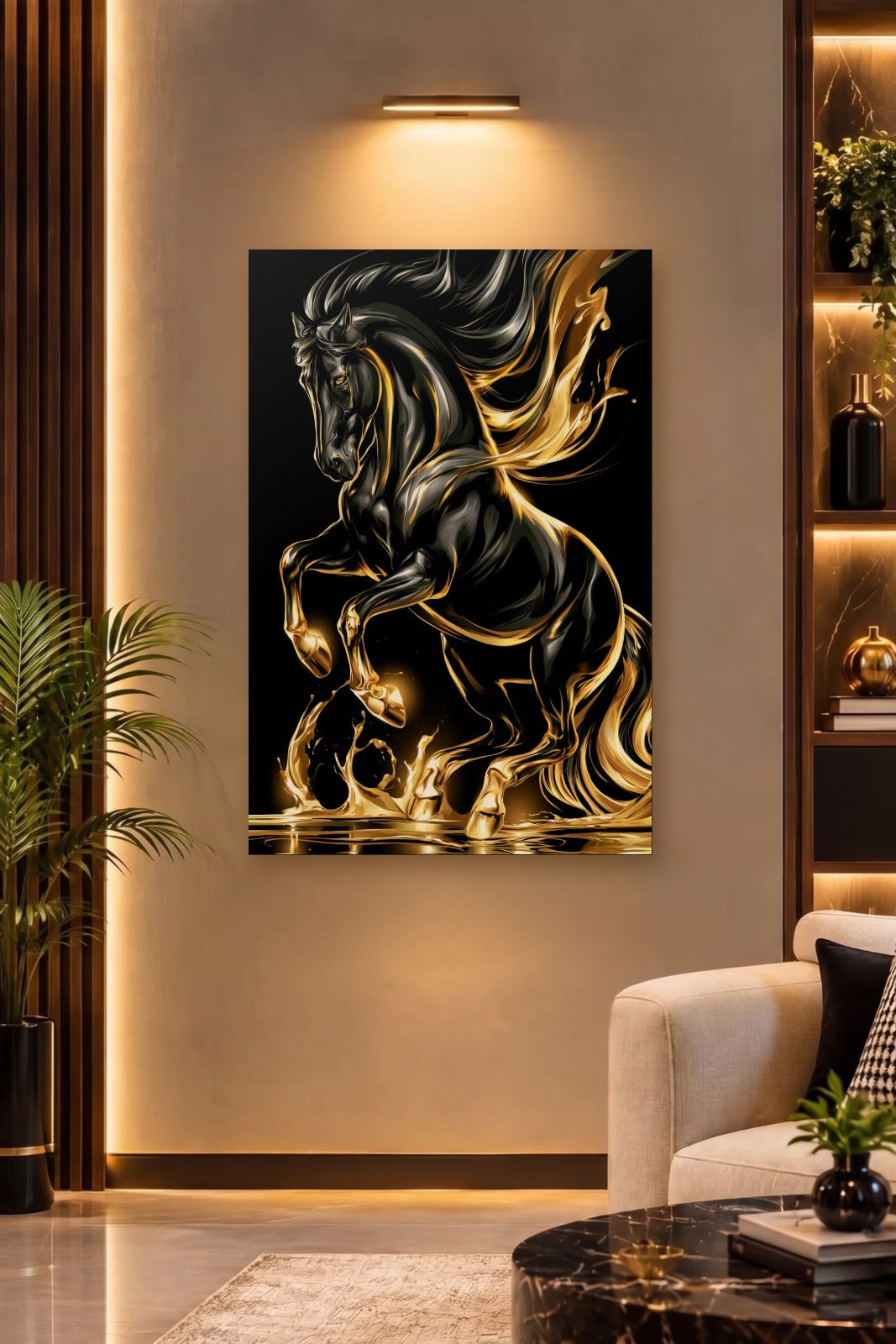 Wild Art acrylic wall art on a warm-lit luxury wall