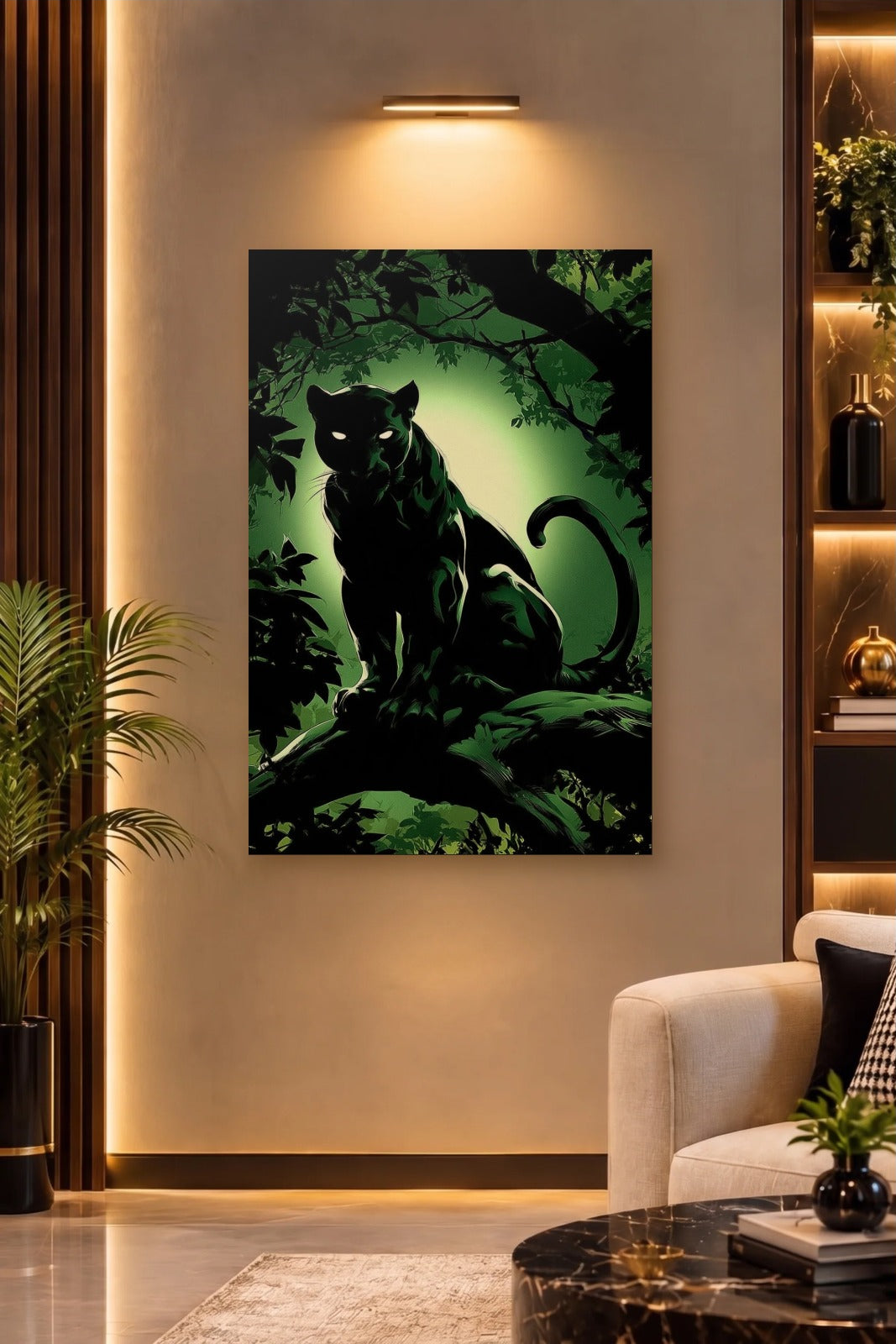 Wild Art acrylic wall art on a warm-lit luxury wall
