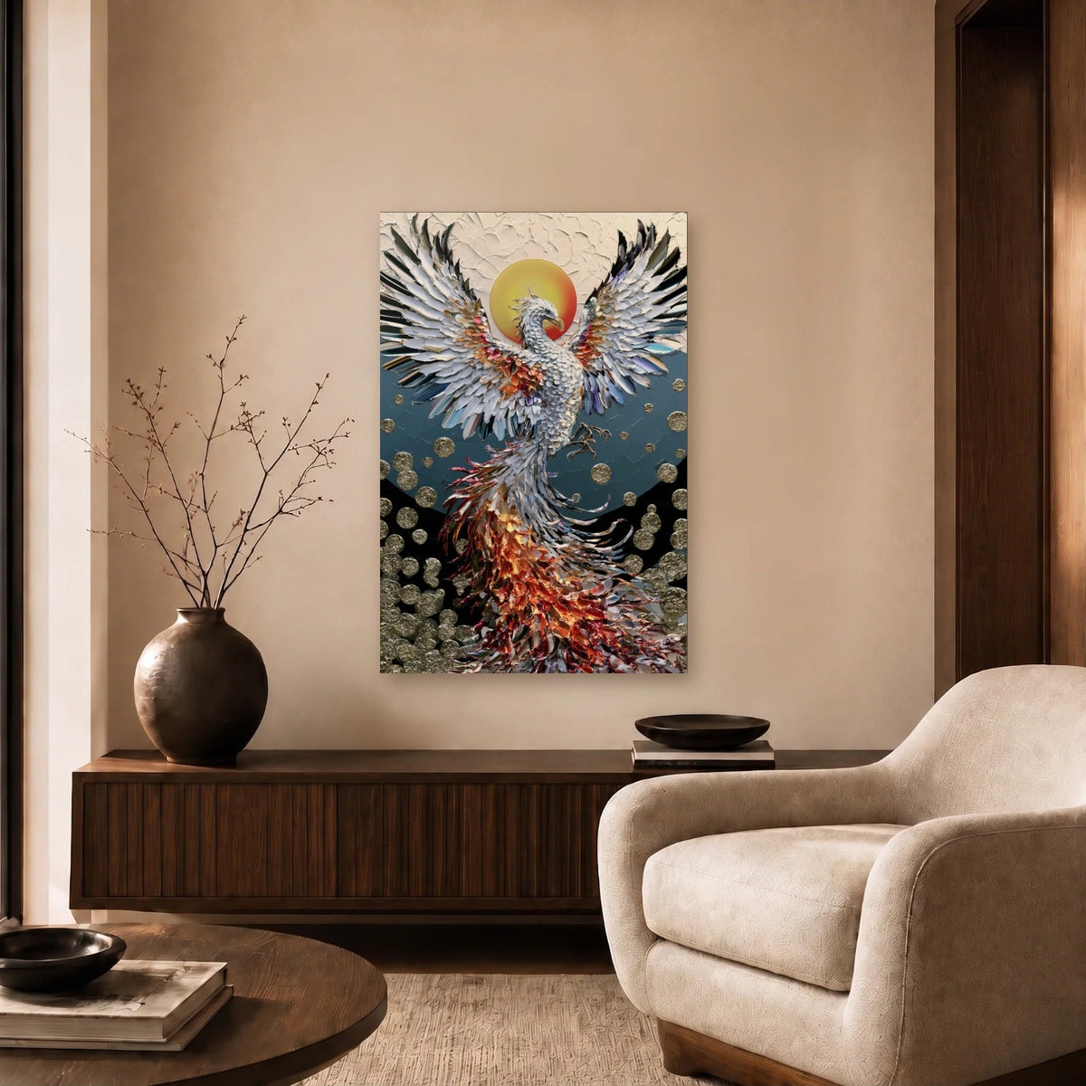 Wild Art acrylic wall art in a beige living room