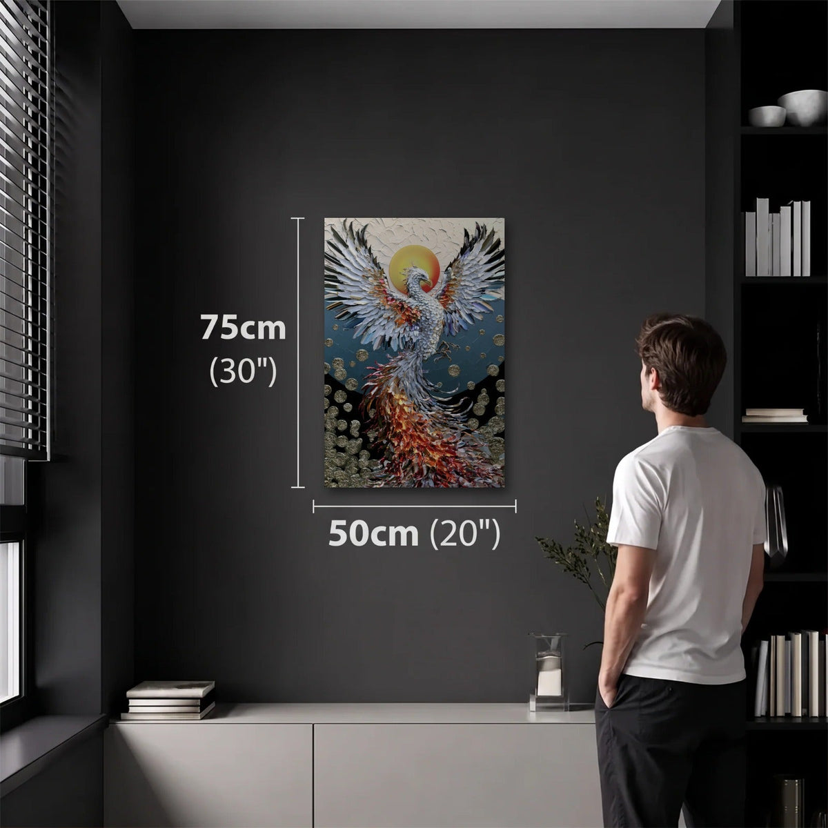 Wild Art 50x75 cm acrylic wall art in a dark modern room