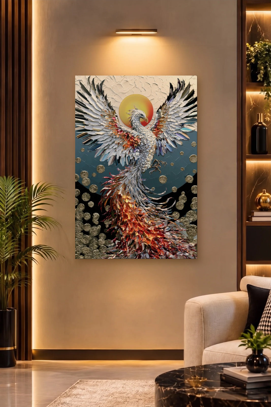 Wild Art acrylic wall art on a warm-lit luxury wall