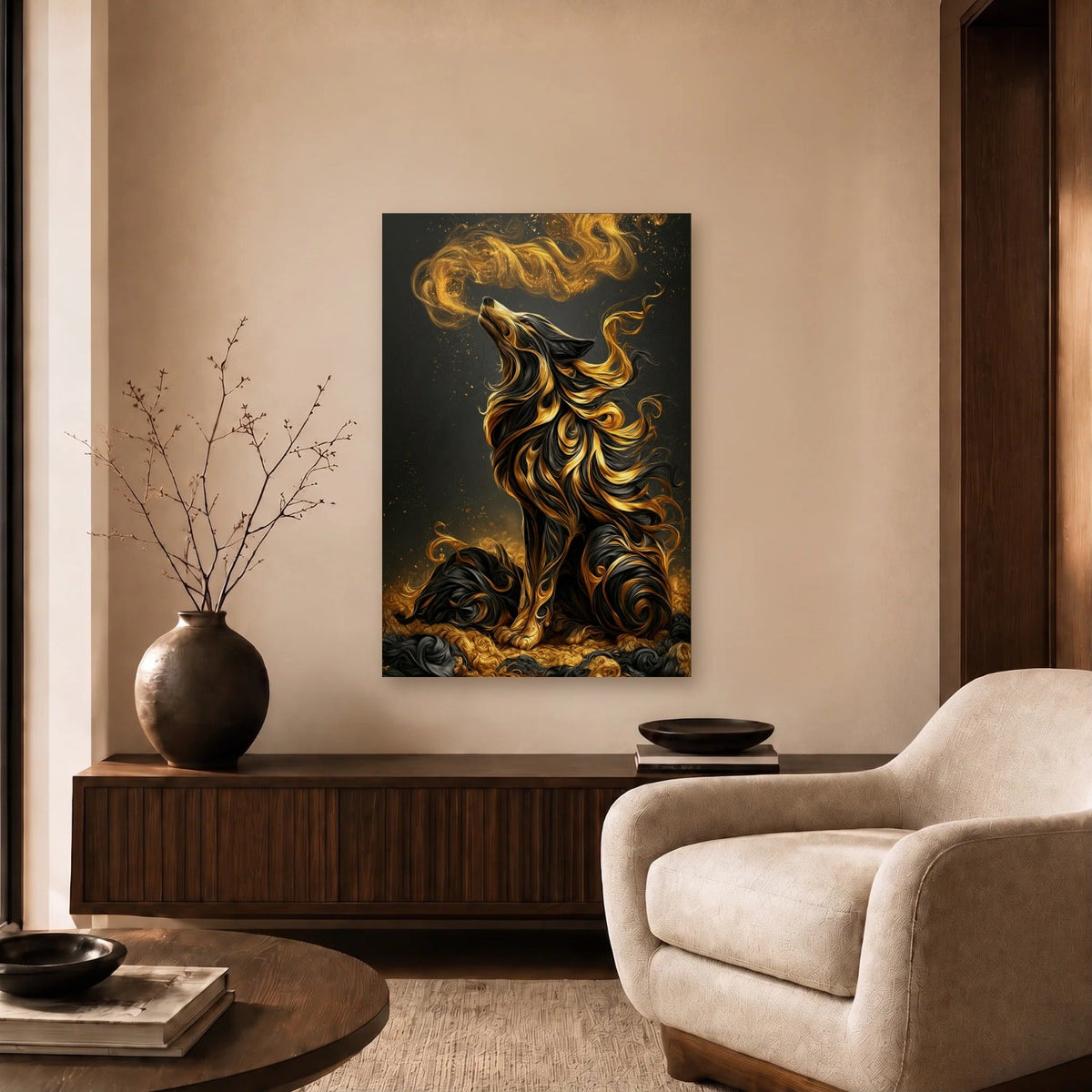 Wild Art acrylic wall art in a beige living room