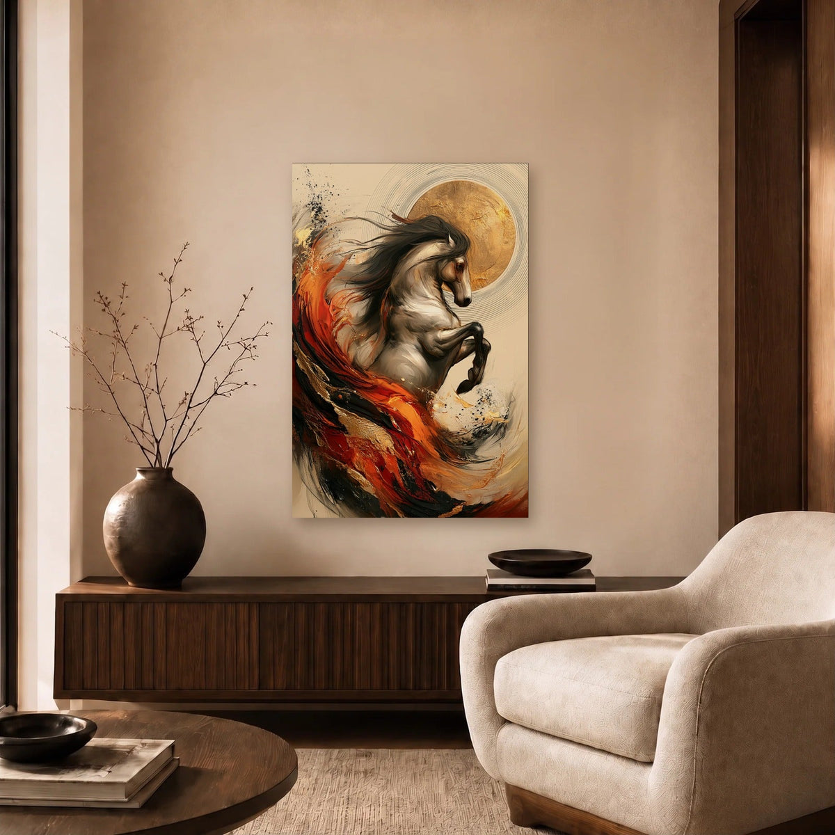 Wild Art acrylic wall art in a beige living room
