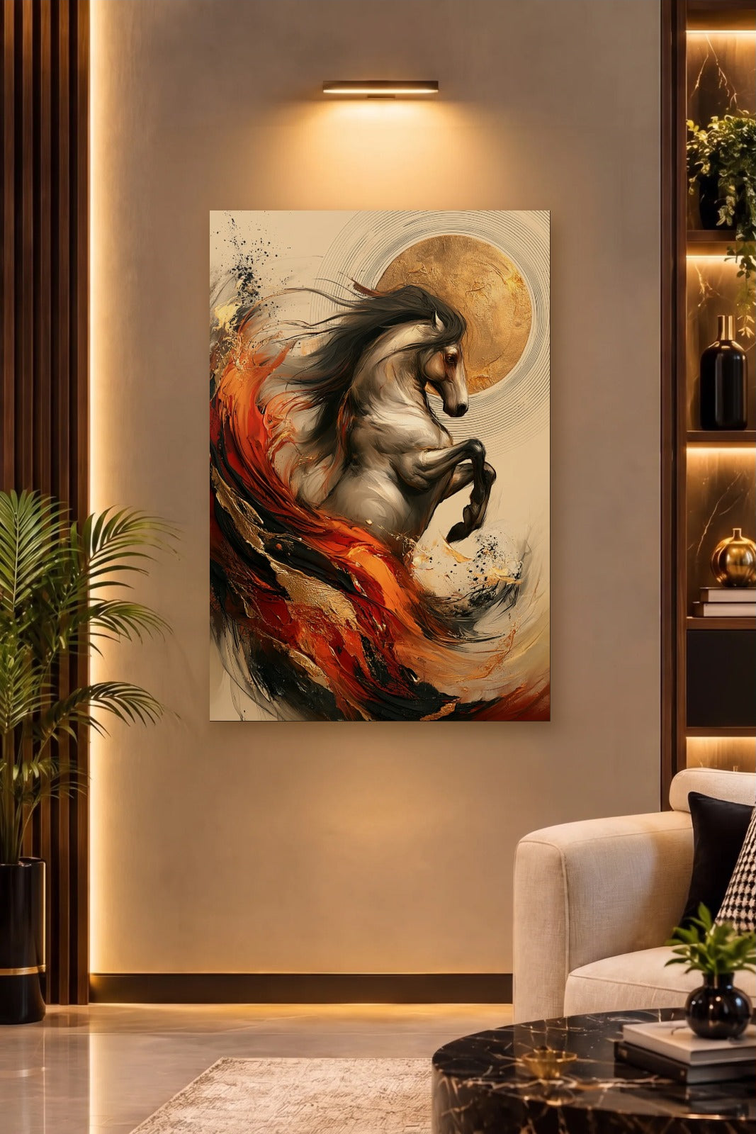 Wild Art acrylic wall art on a warm-lit luxury wall