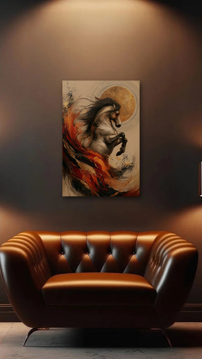 Wild Art acrylic wall art above a leather armchair