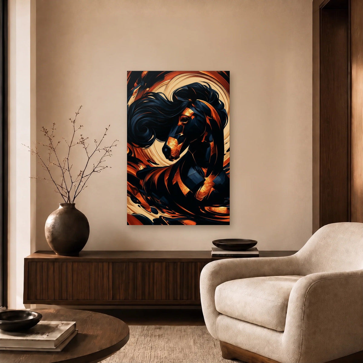 Wild Art acrylic wall art in a beige living room