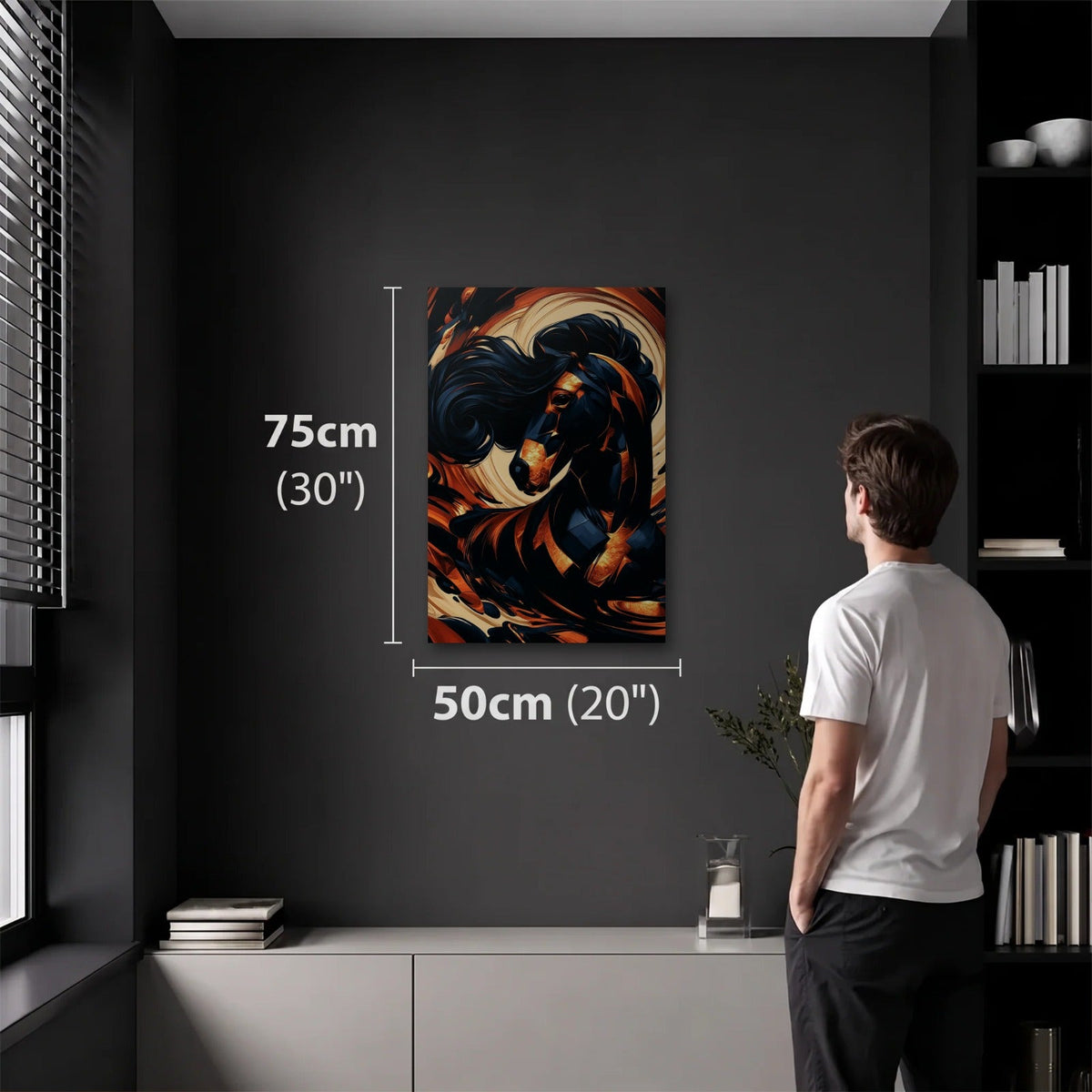 Wild Art 50x75 cm acrylic wall art in a dark modern room