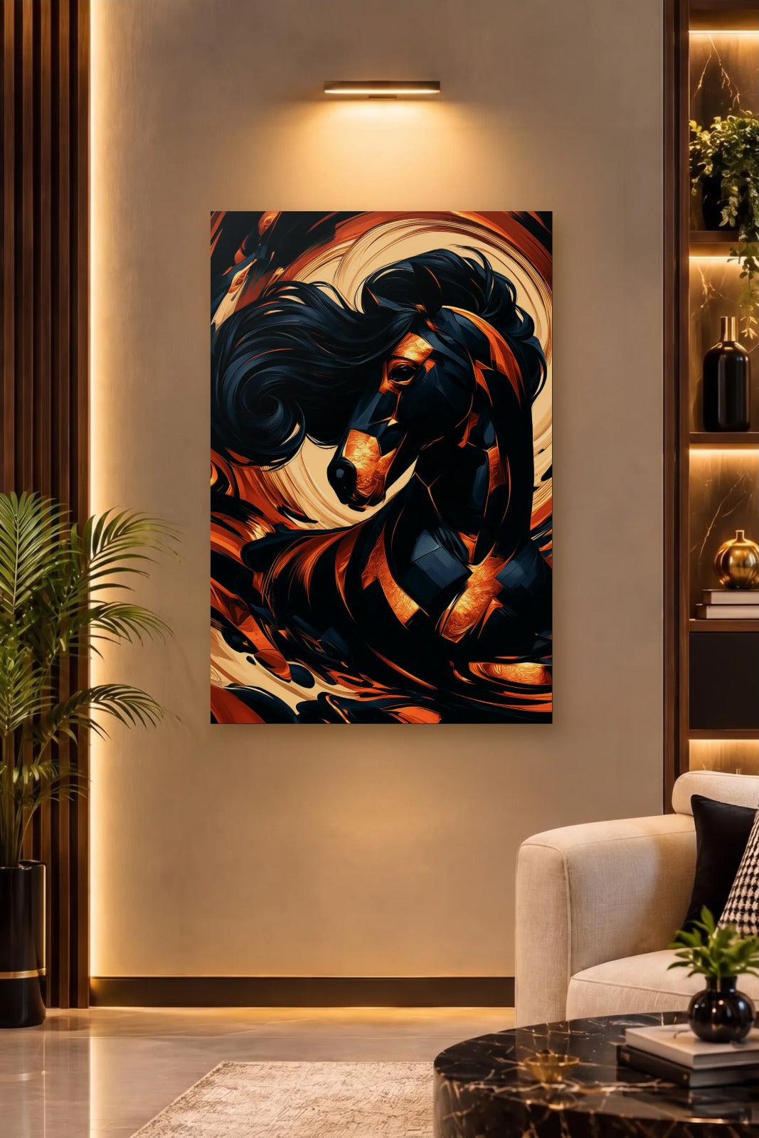 Wild Art acrylic wall art on a warm-lit luxury wall