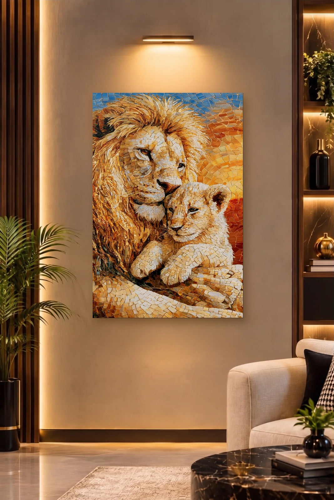 Wild Art acrylic wall art on a warm-lit luxury wall