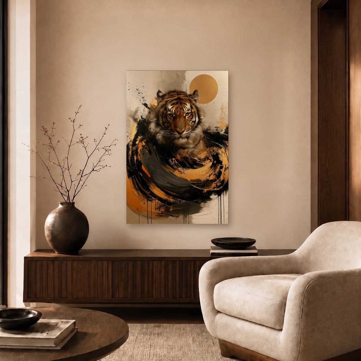 Wild Art acrylic wall art in a beige living room