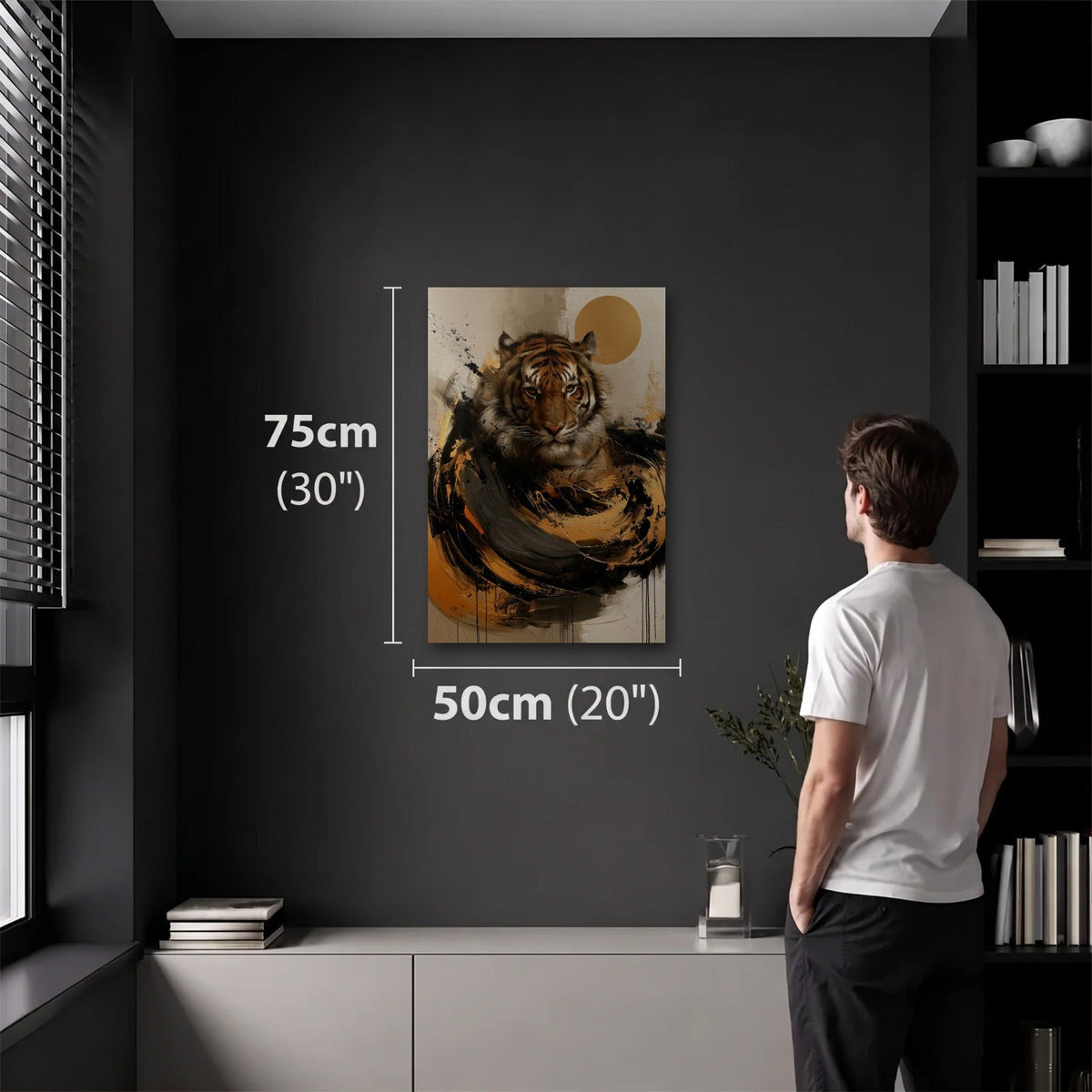 Wild Art 50x75 cm acrylic wall art in a dark modern room