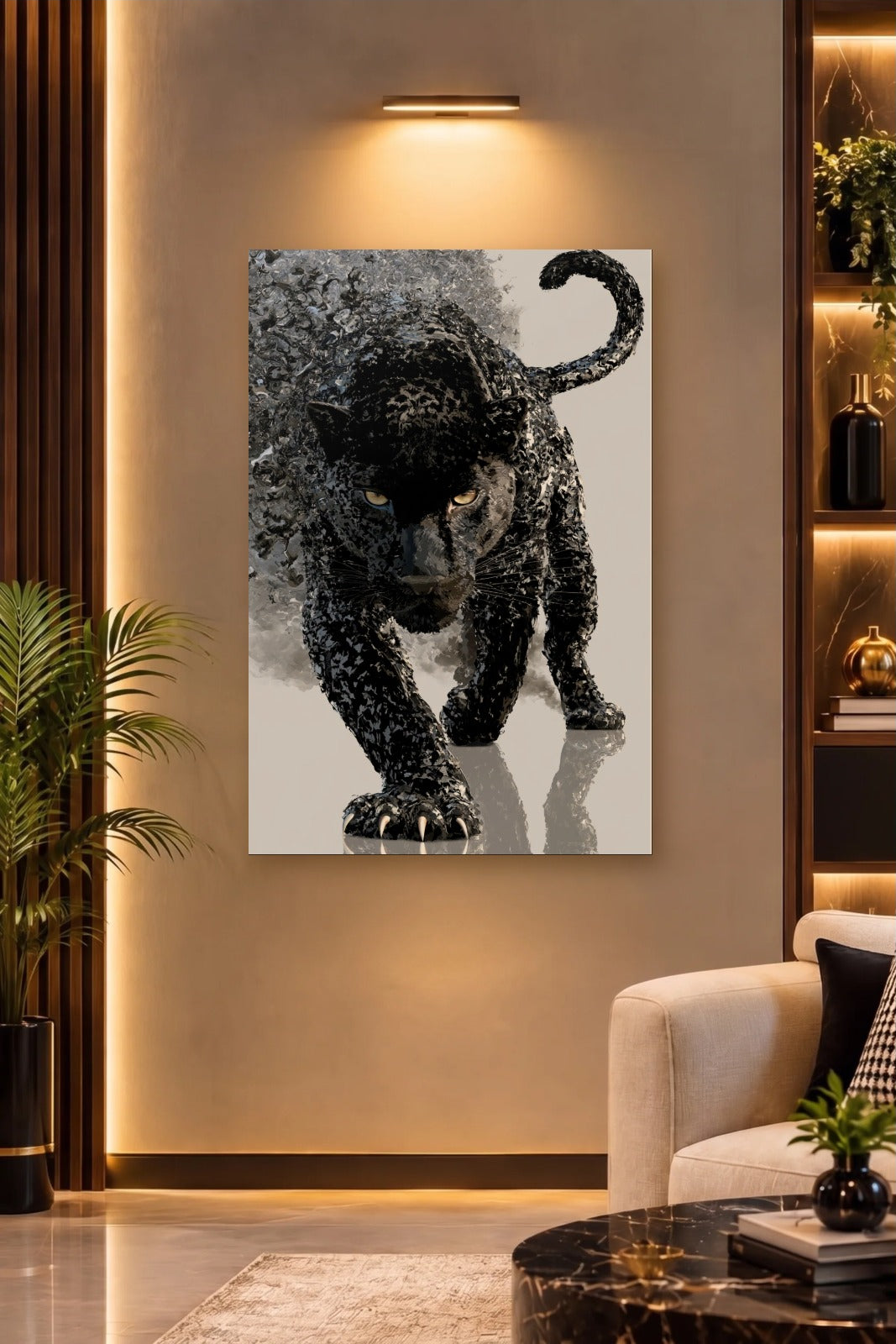 Wild Art acrylic wall art on a warm-lit luxury wall