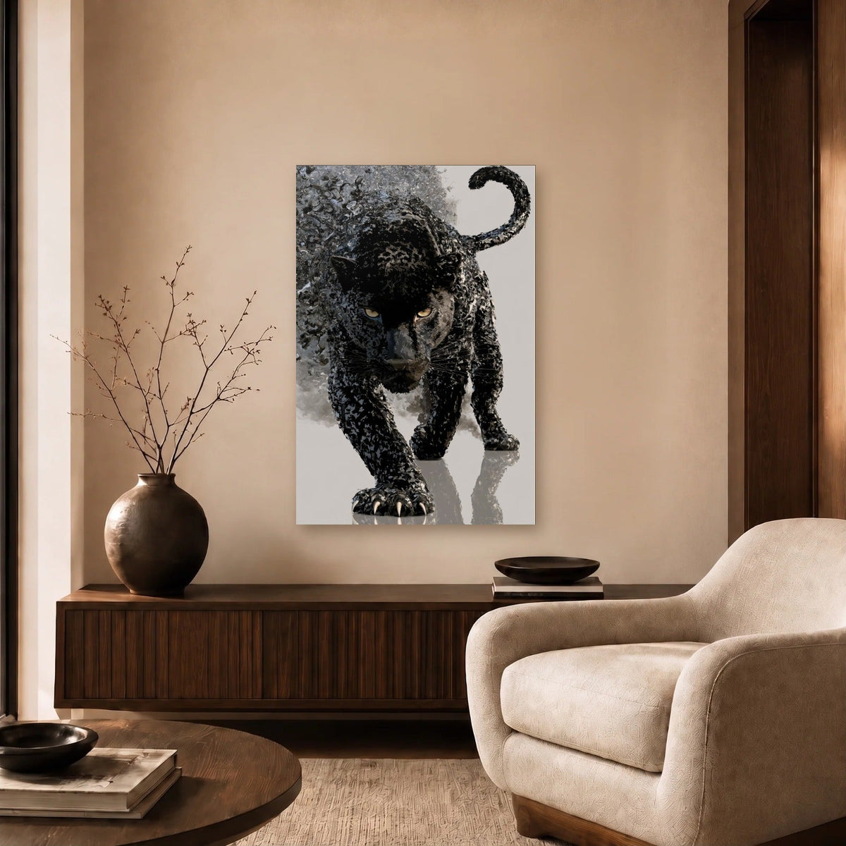 Wild Art acrylic wall art in a beige living room