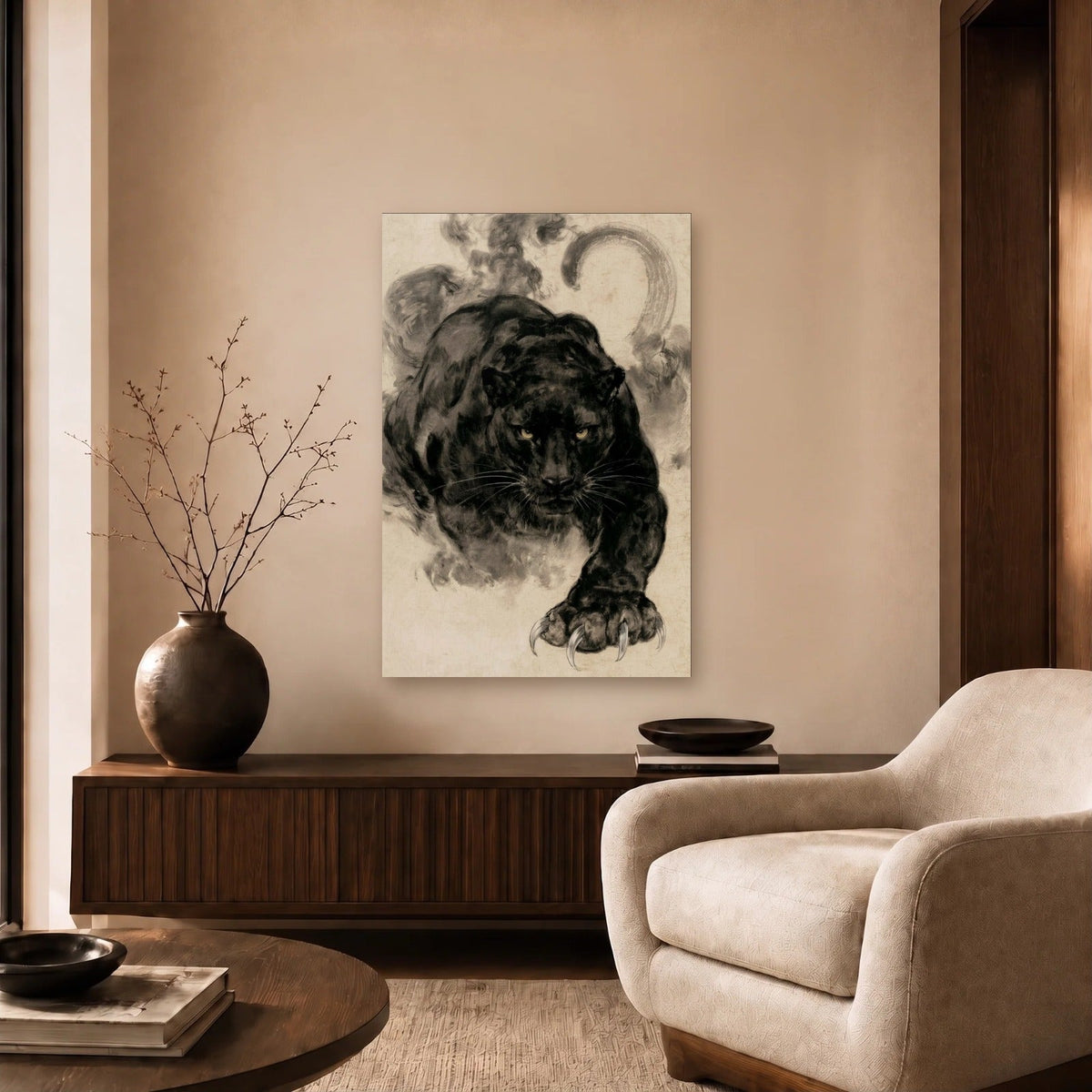 Wild Art acrylic wall art in a beige living room