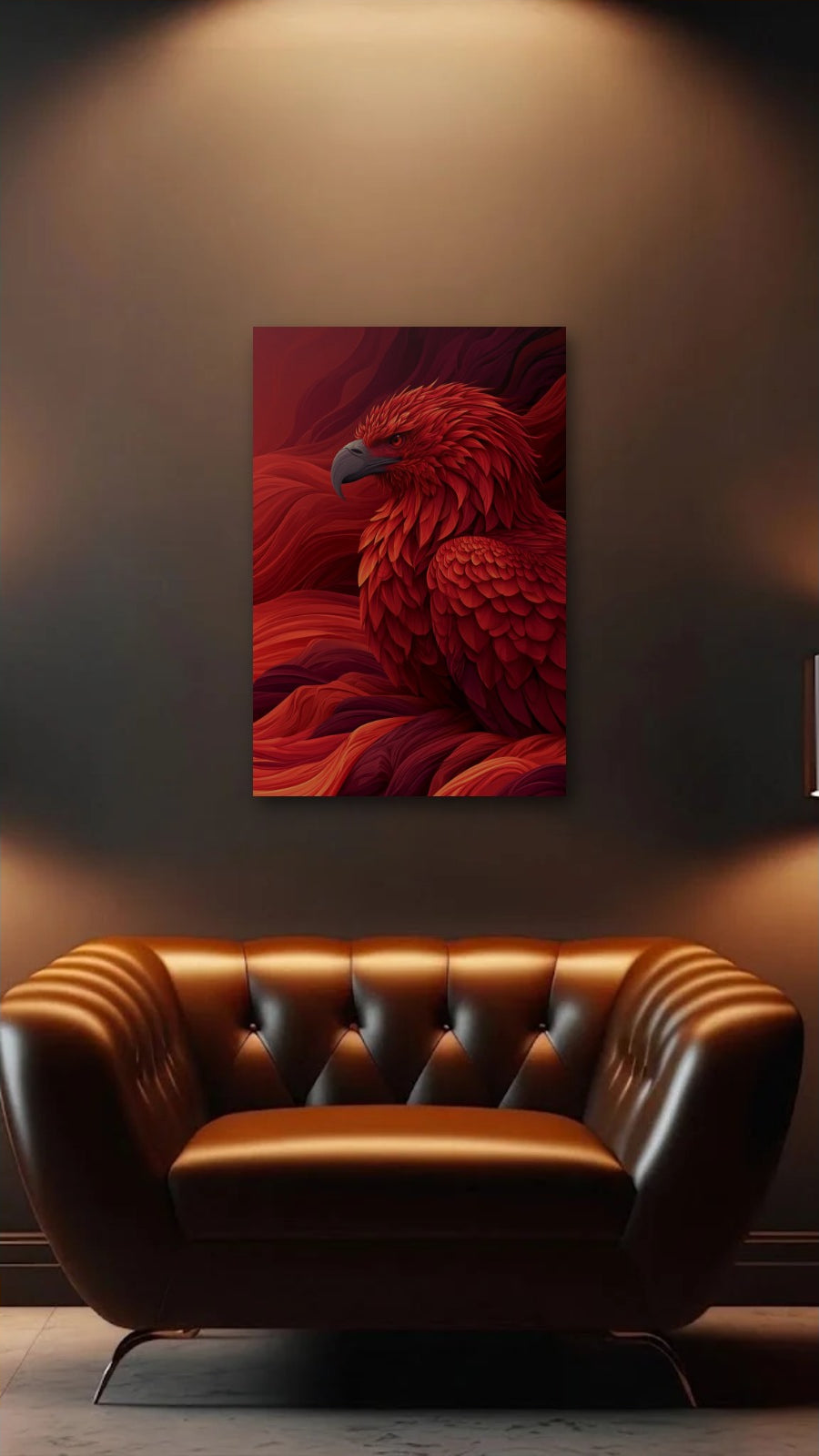 Wild Art acrylic wall art above a leather armchair