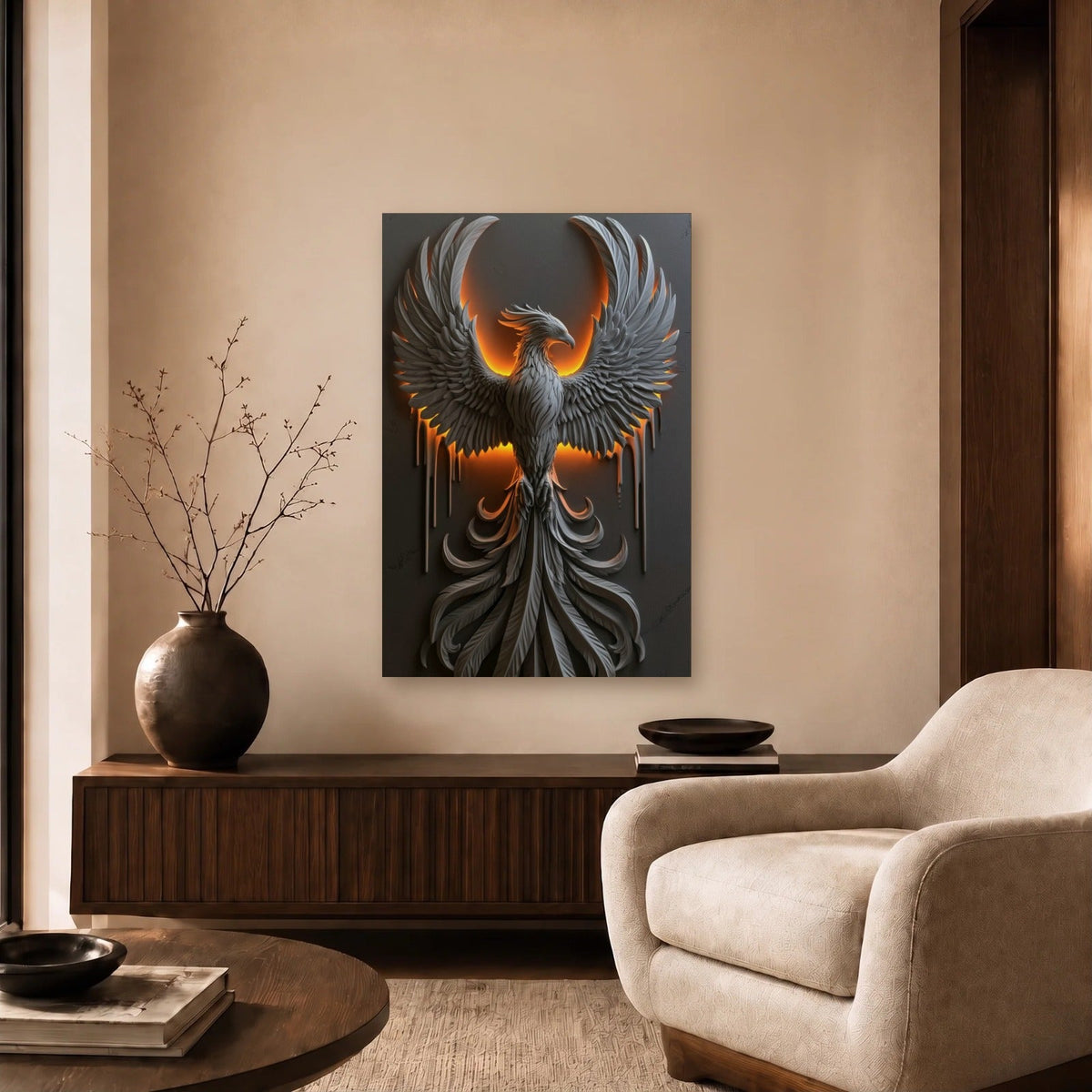 Wild Art acrylic wall art in a beige living room