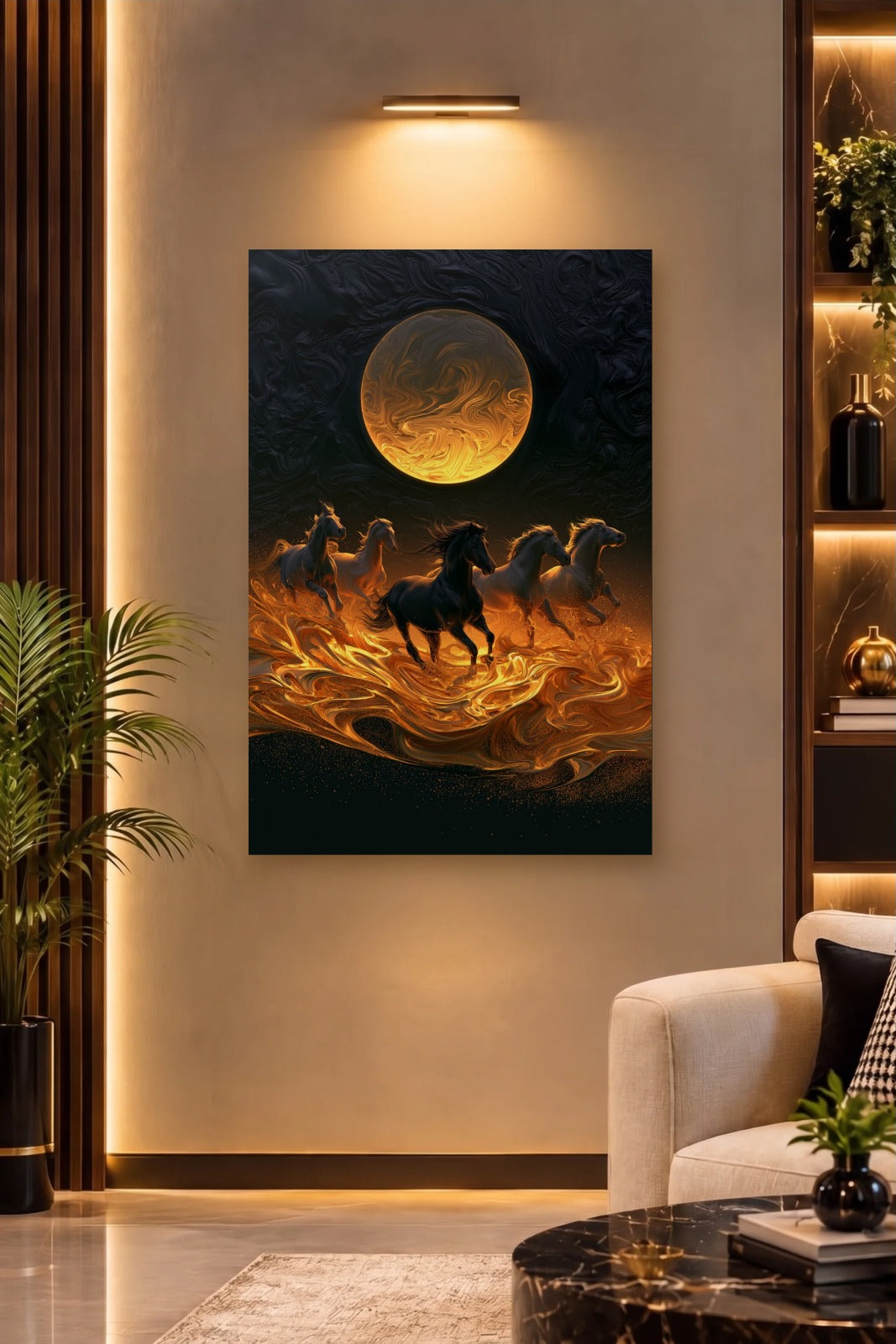 Wild Art acrylic wall art on a warm-lit luxury wall