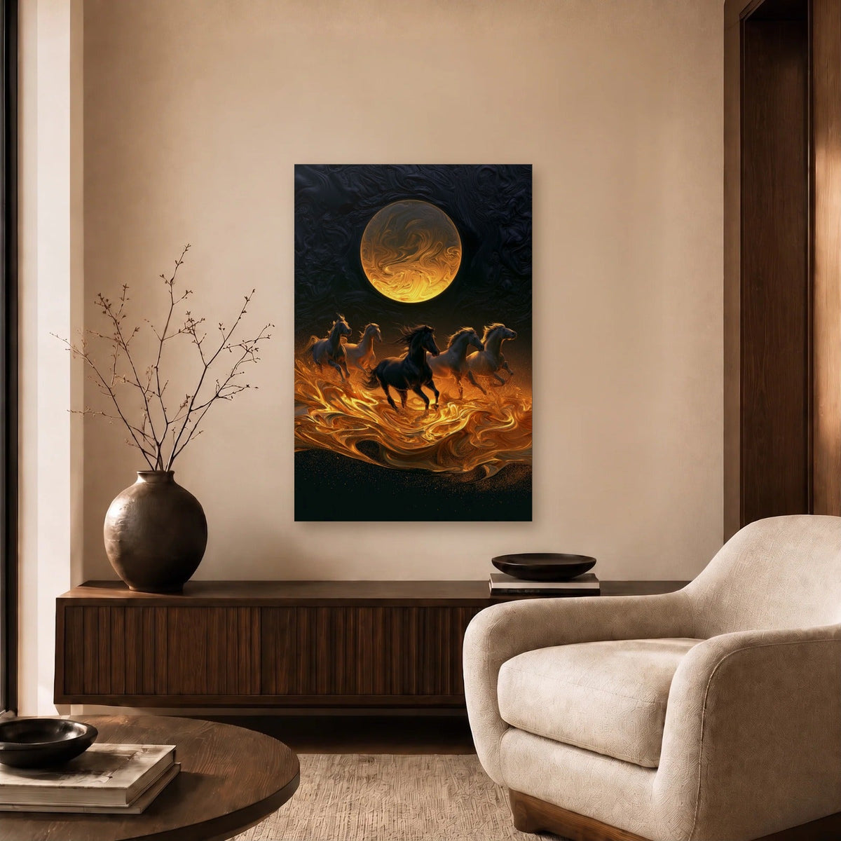 Wild Art acrylic wall art in a beige living room
