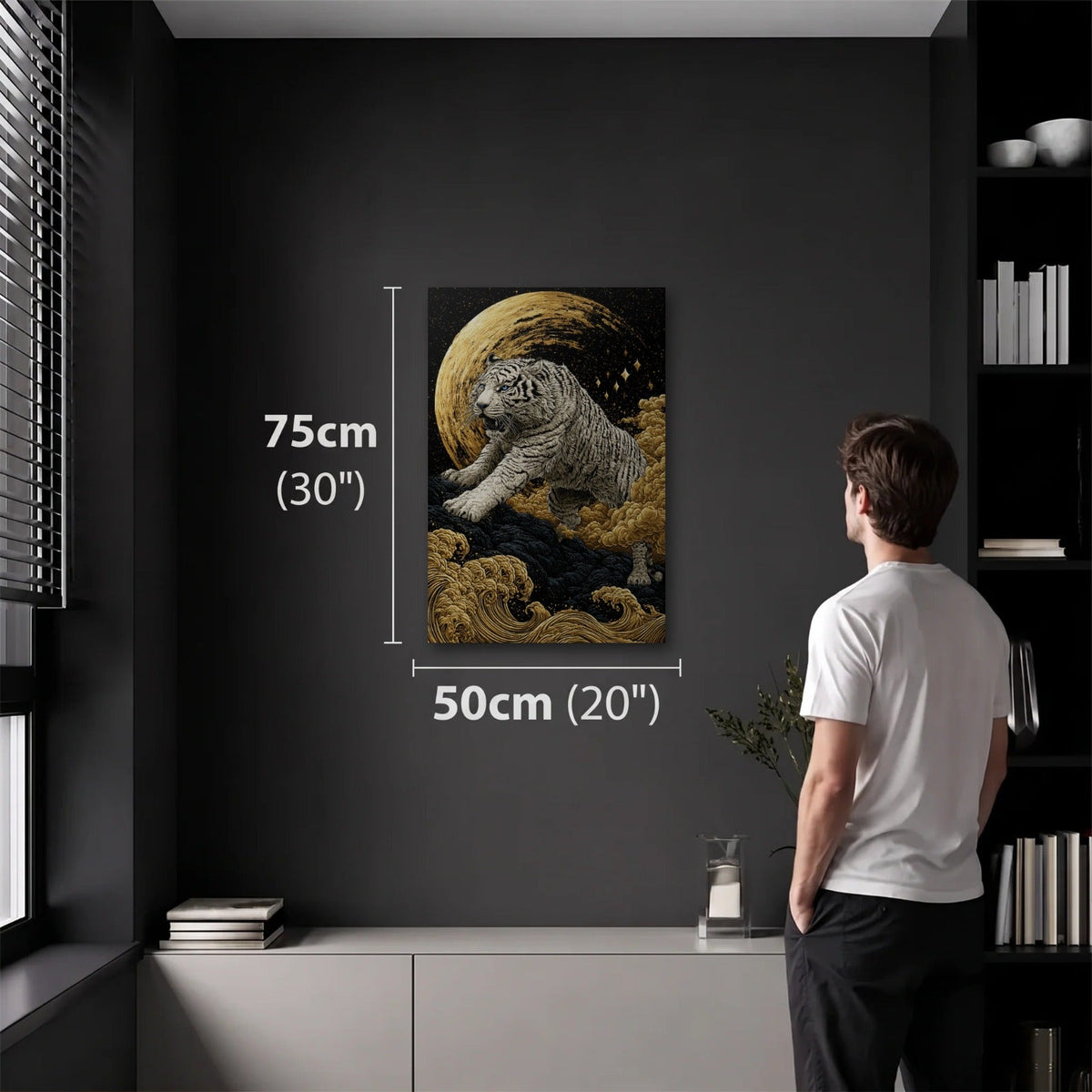 Wild Art 50x75 cm acrylic wall art in a dark modern room