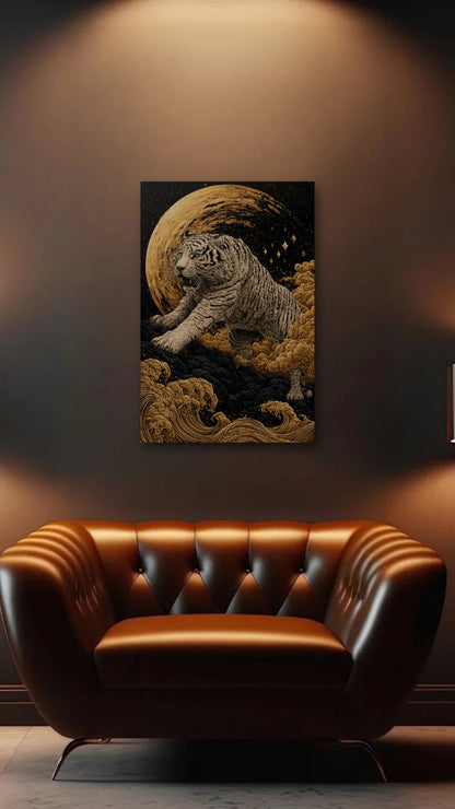 Wild Art acrylic wall art above a leather armchair