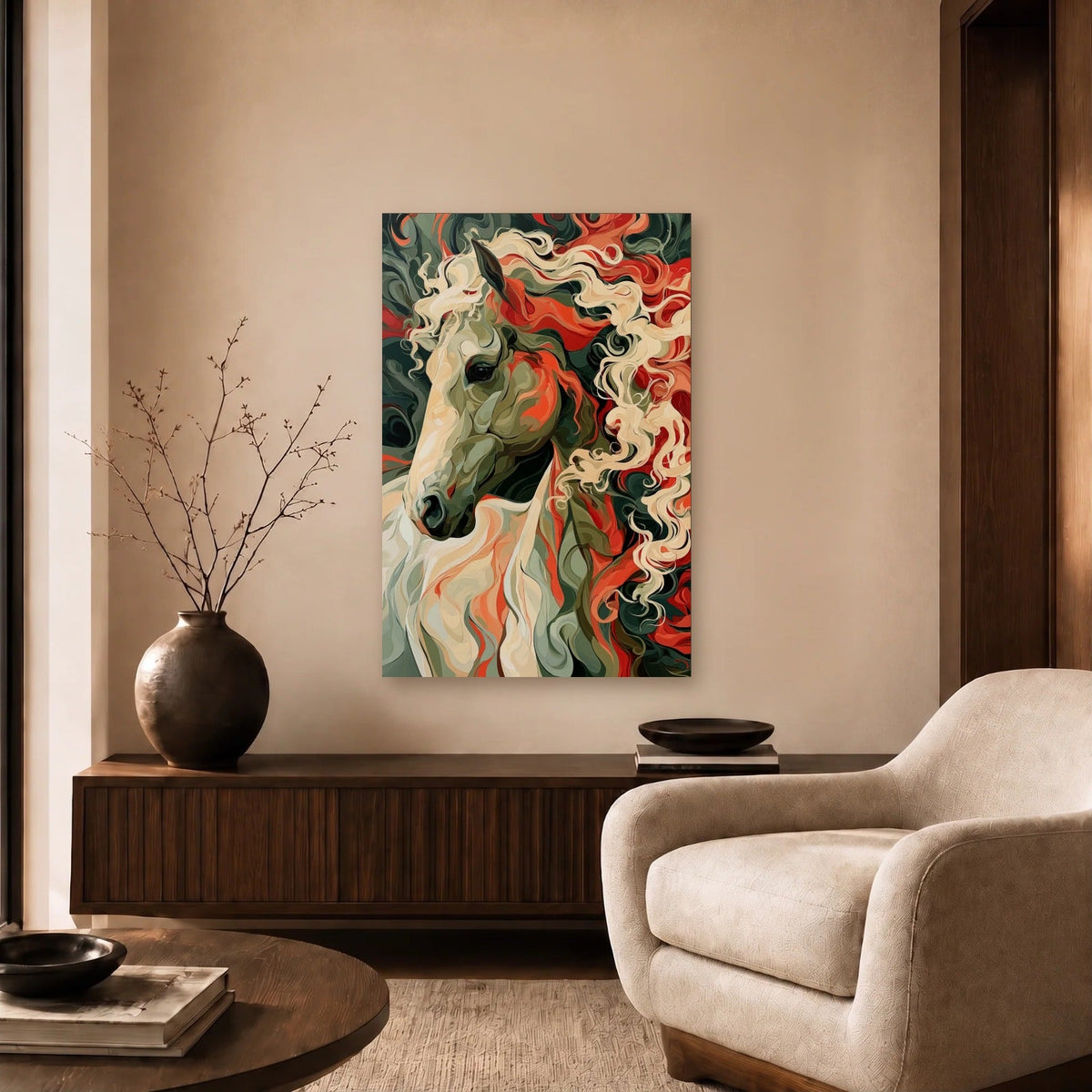 Wild Art acrylic wall art in a beige living room