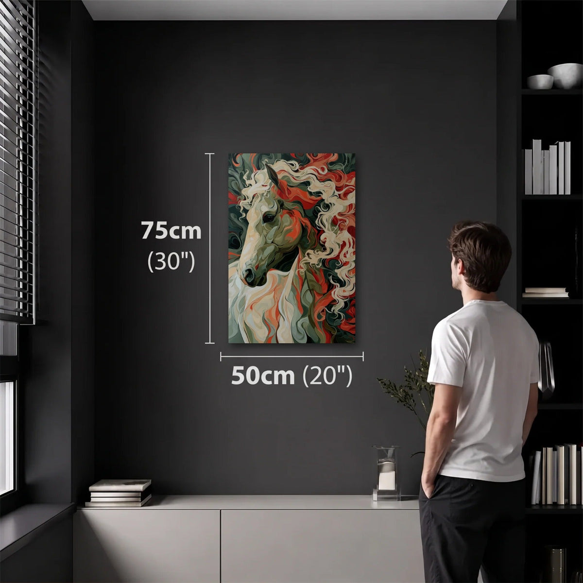 Wild Art 50x75 cm acrylic wall art in a dark modern room