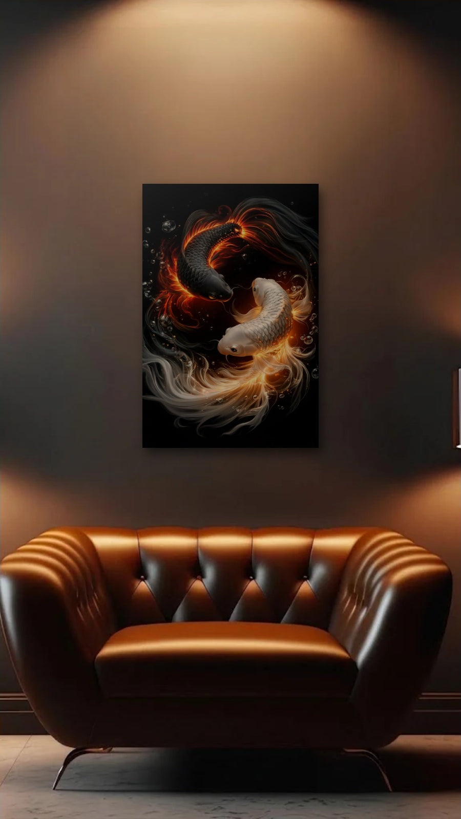 Wild Art acrylic wall art above a leather armchair