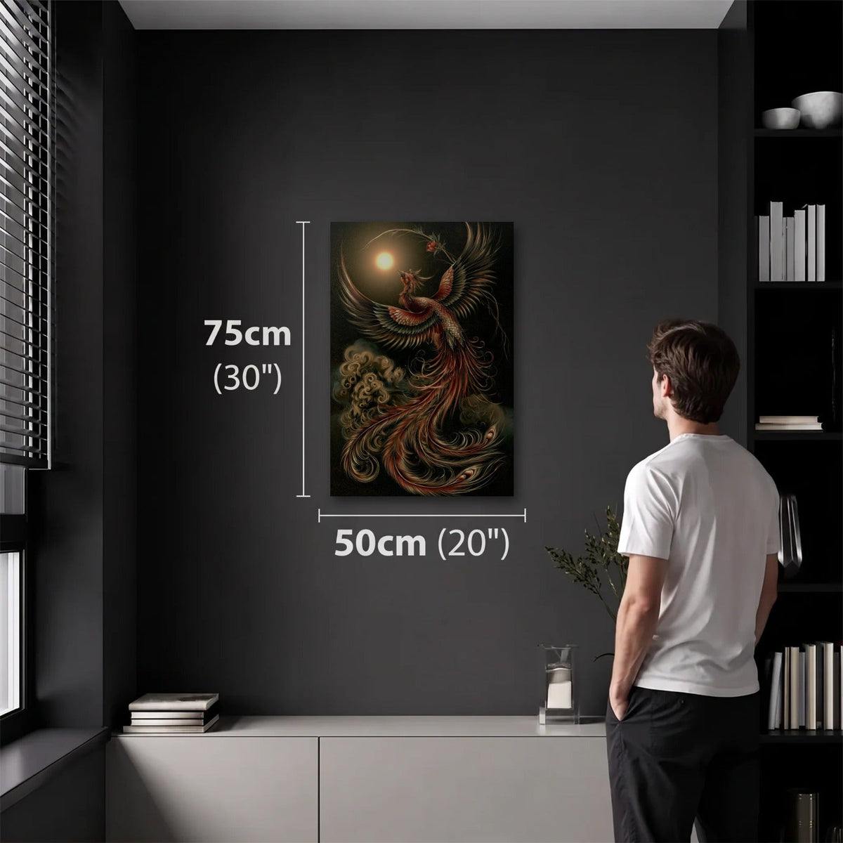 Wild Art 50x75 cm acrylic wall art in a dark modern room