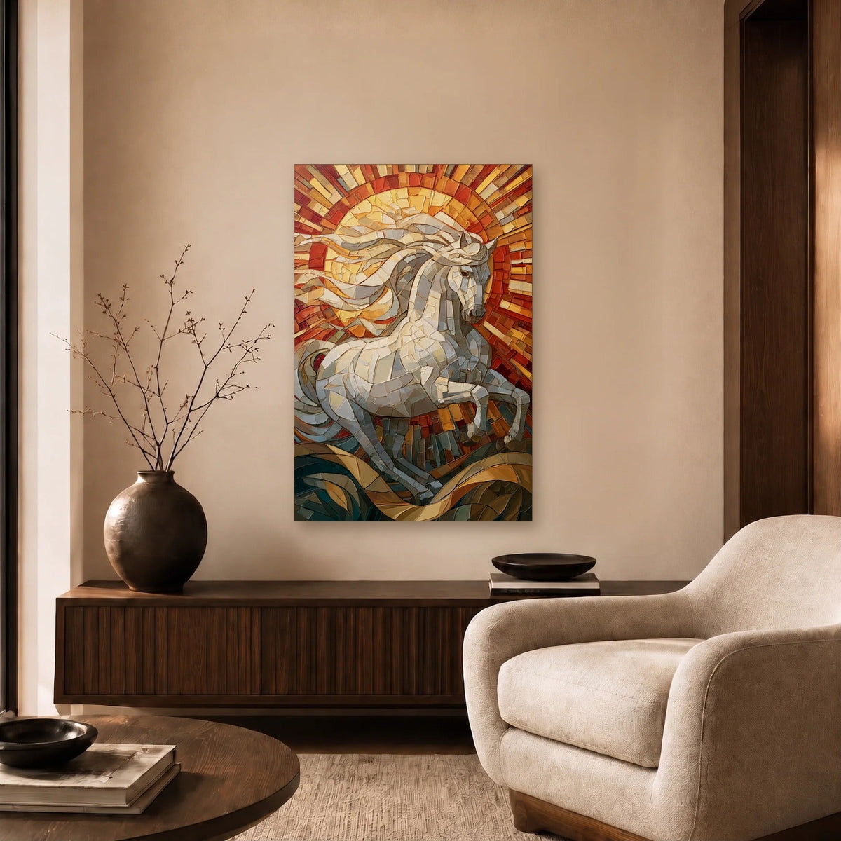 Wild Art acrylic wall art in a beige living room