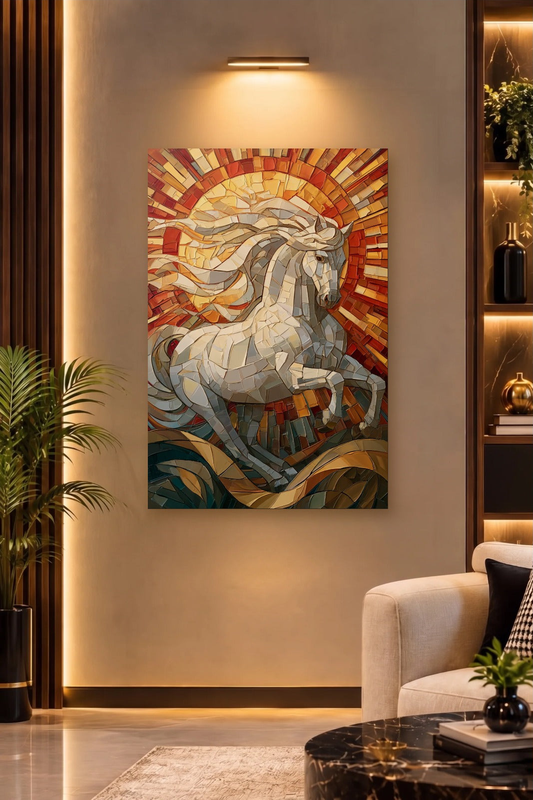 Wild Art acrylic wall art on a warm-lit luxury wall