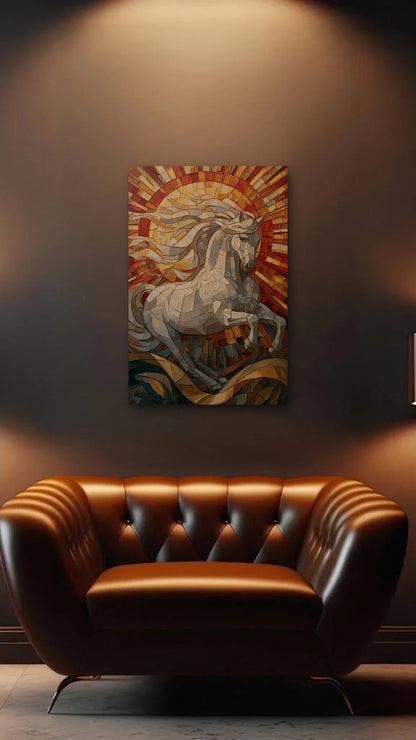 Wild Art acrylic wall art above a leather armchair