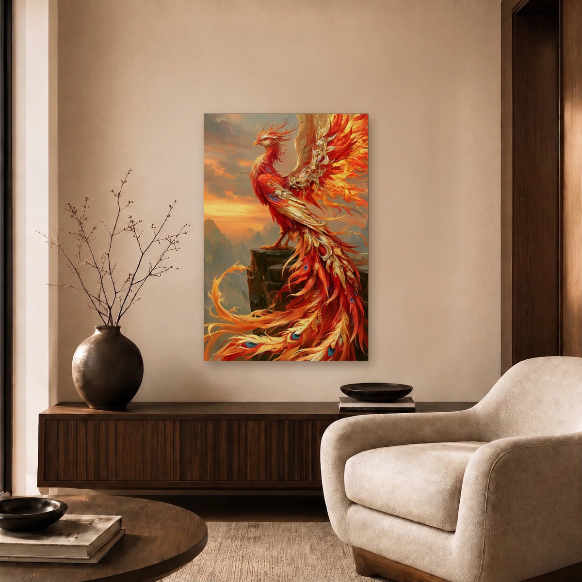 Wild Art acrylic wall art in a beige living room