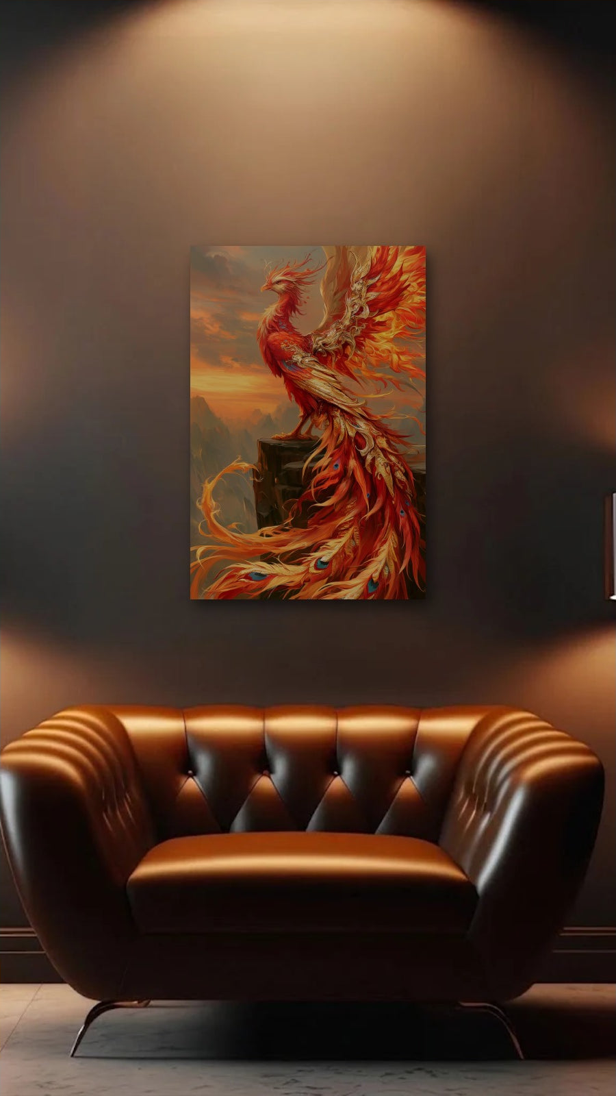 Wild Art acrylic wall art above a leather armchair