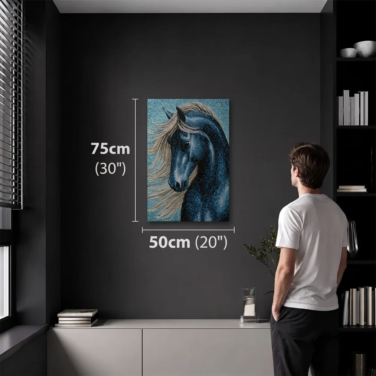 Wild Art 50x75 cm acrylic wall art in a dark modern room