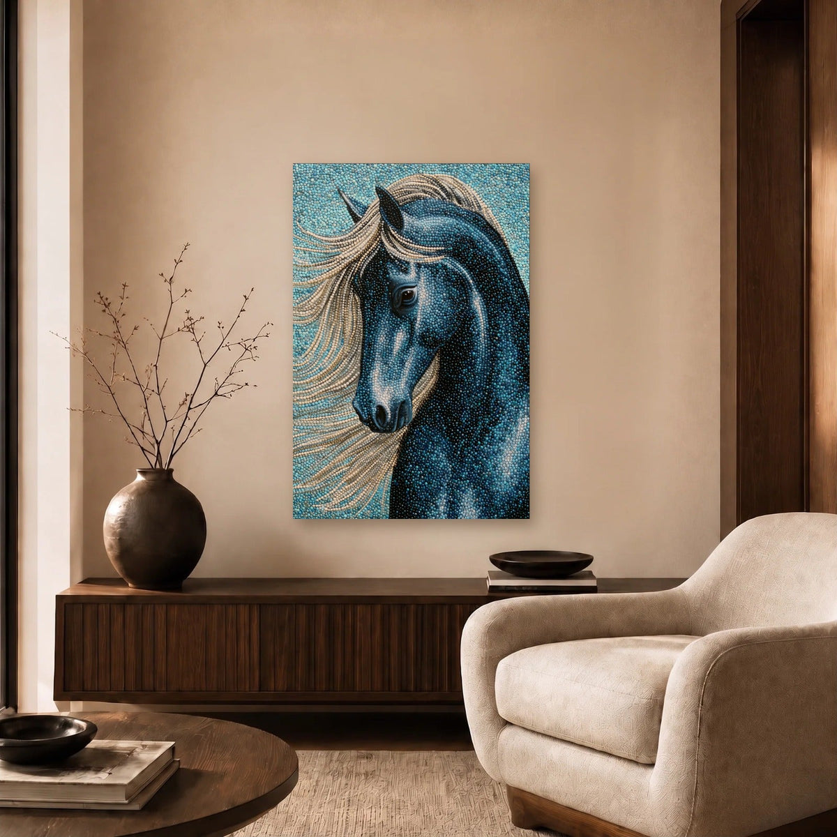 Wild Art acrylic wall art in a beige living room