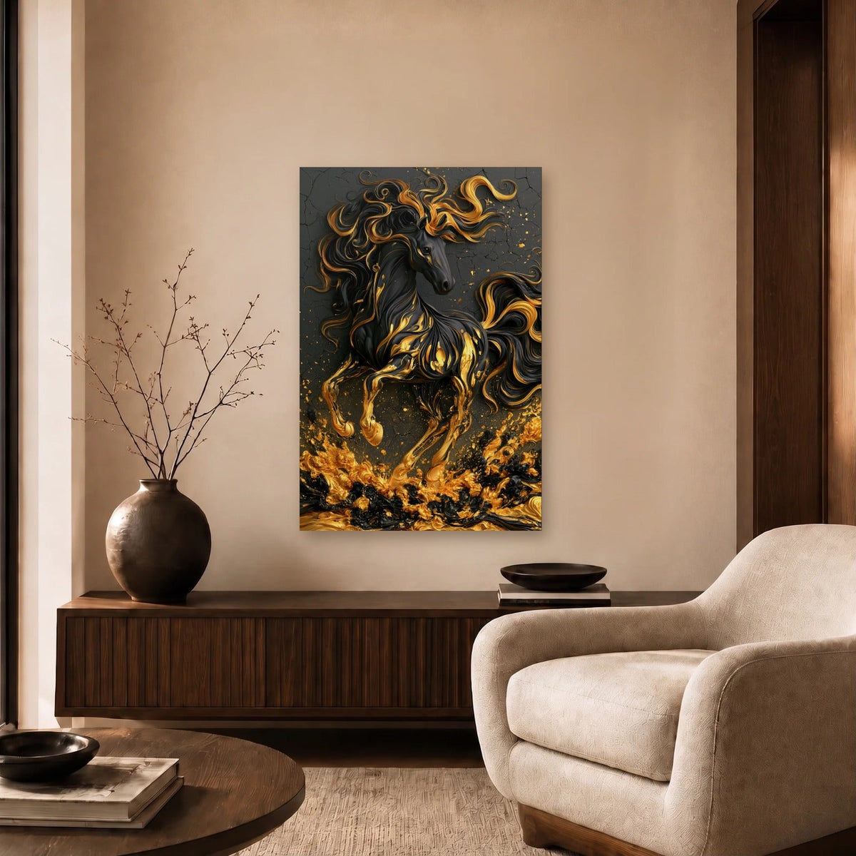Wild Art acrylic wall art in a beige living room