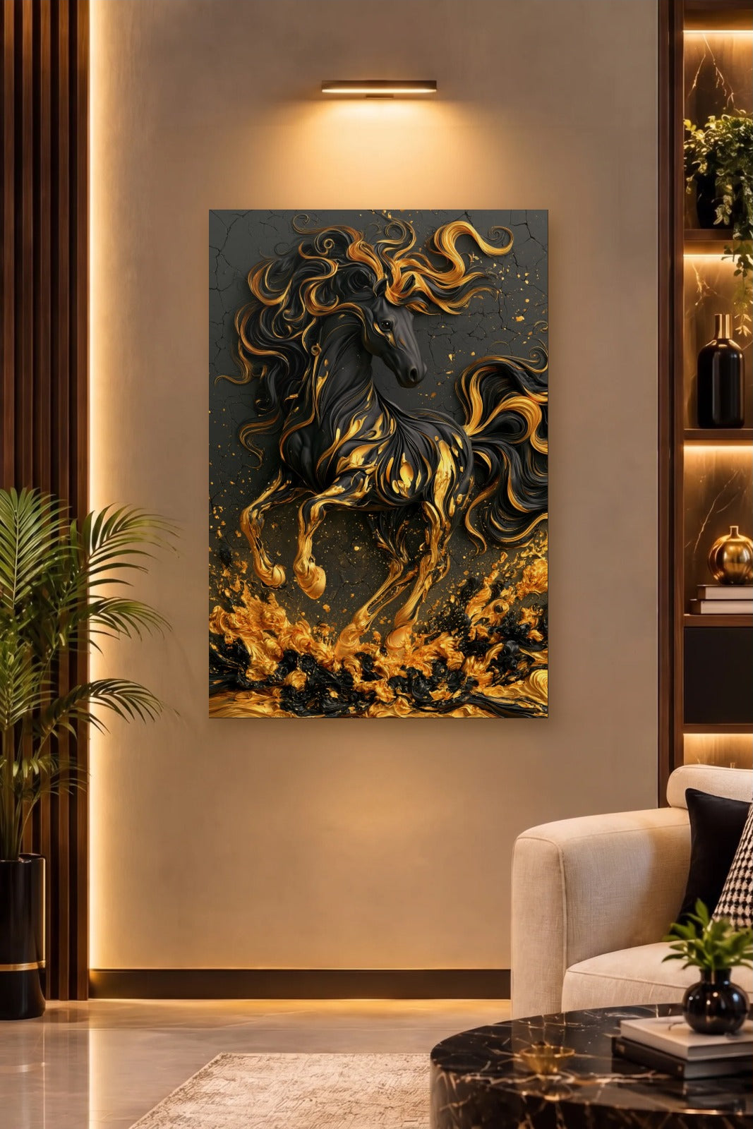 Wild Art acrylic wall art on a warm-lit luxury wall