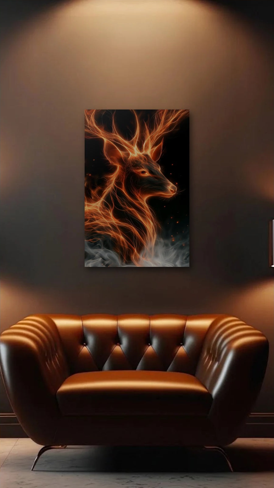 Wild Art acrylic wall art above a leather armchair